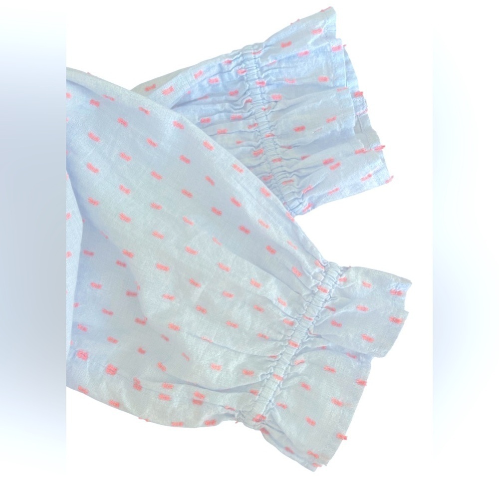 J..CREW Light Blue Blouse with🌸 Pink Accents - Picture 4 of 8
